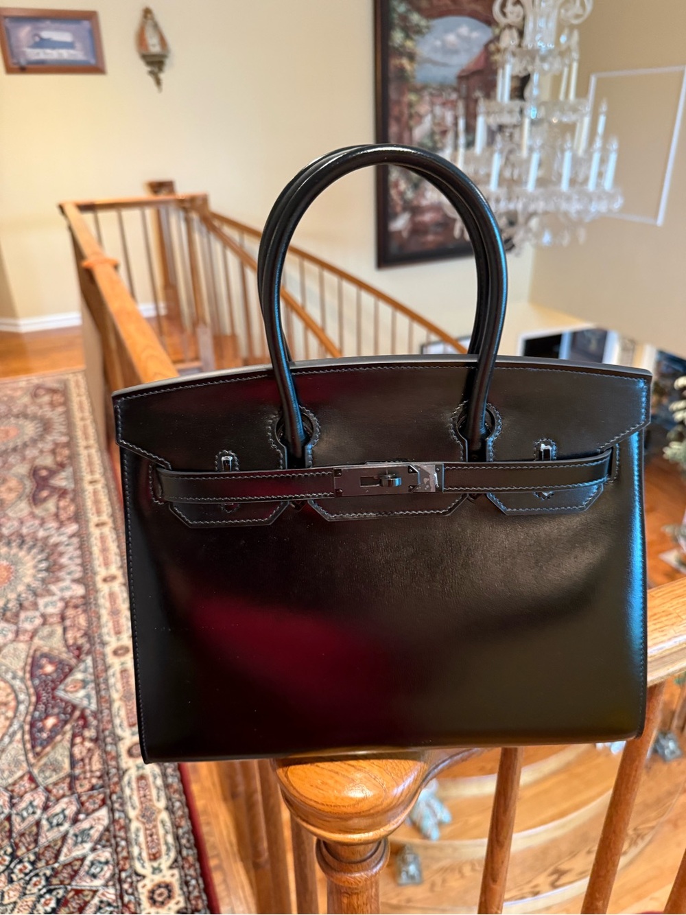 Classic Black Box Leather Top-Handle Satchel
Black HW
30CM - Picture 4 of 9